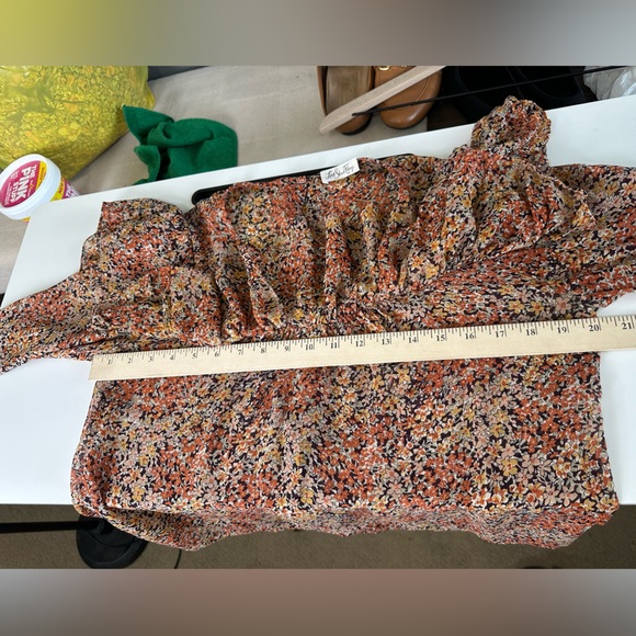 Loveshackfancy Silk Floral Ruffle Blouse Size Small - Picture 9 of 10